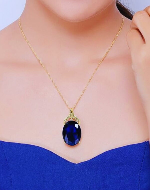 Colar Banhado a Ouro 18K com Safira