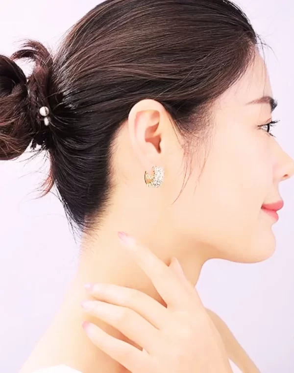 Brincos de Argola de Ouro com Strass Azul