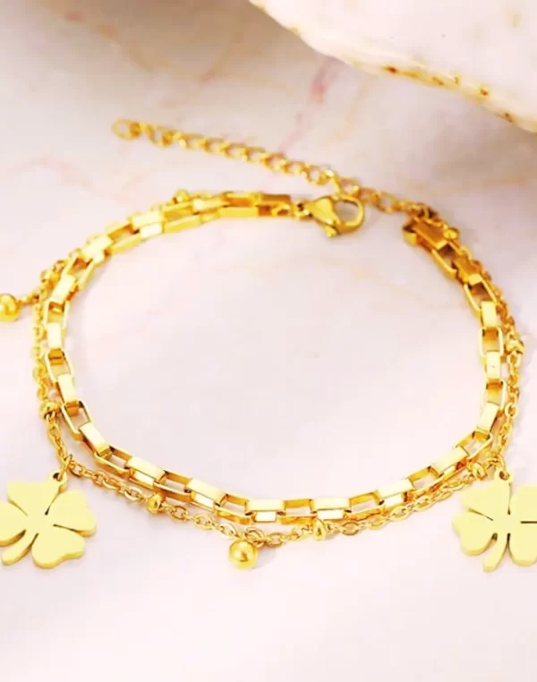 Pulseira Trevo de Quatro Folhas Ajustável