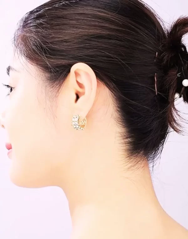 Brincos de Argola de Ouro com Strass Azul