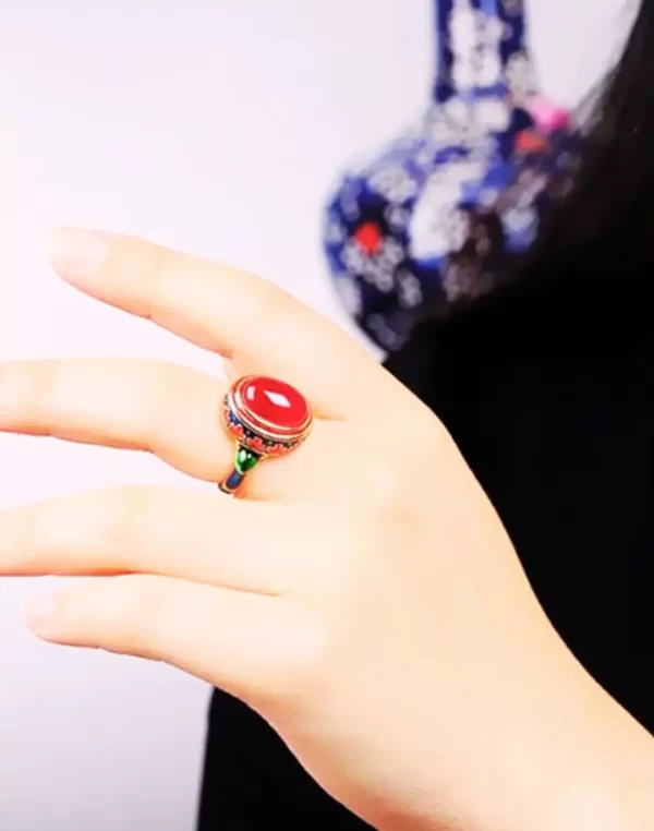 Anel feminino ajustável com Pedra Cornalina, a poderosa Pedra do Fogo