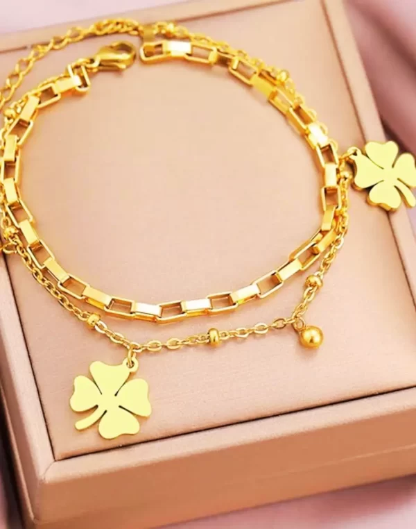 Pulseira Trevo de Quatro Folhas Ajustável