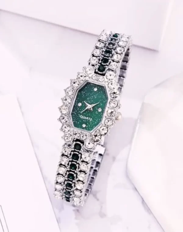 Conjunto Completo, Relógio, Pulseira, Brincos e Anel Ajustável