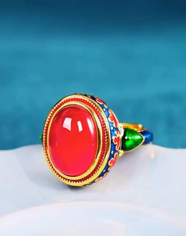 Anel feminino ajustável com Pedra Cornalina, a poderosa Pedra do Fogo