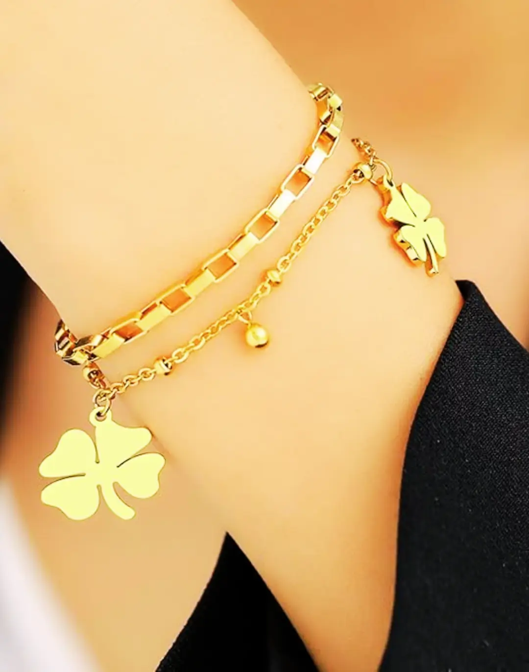 Pulseira Trevo de Quatro Folhas Ajustável