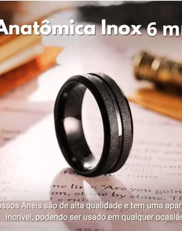 Anel Aliança Preto Masculino Feminino De Aço Inoxidável